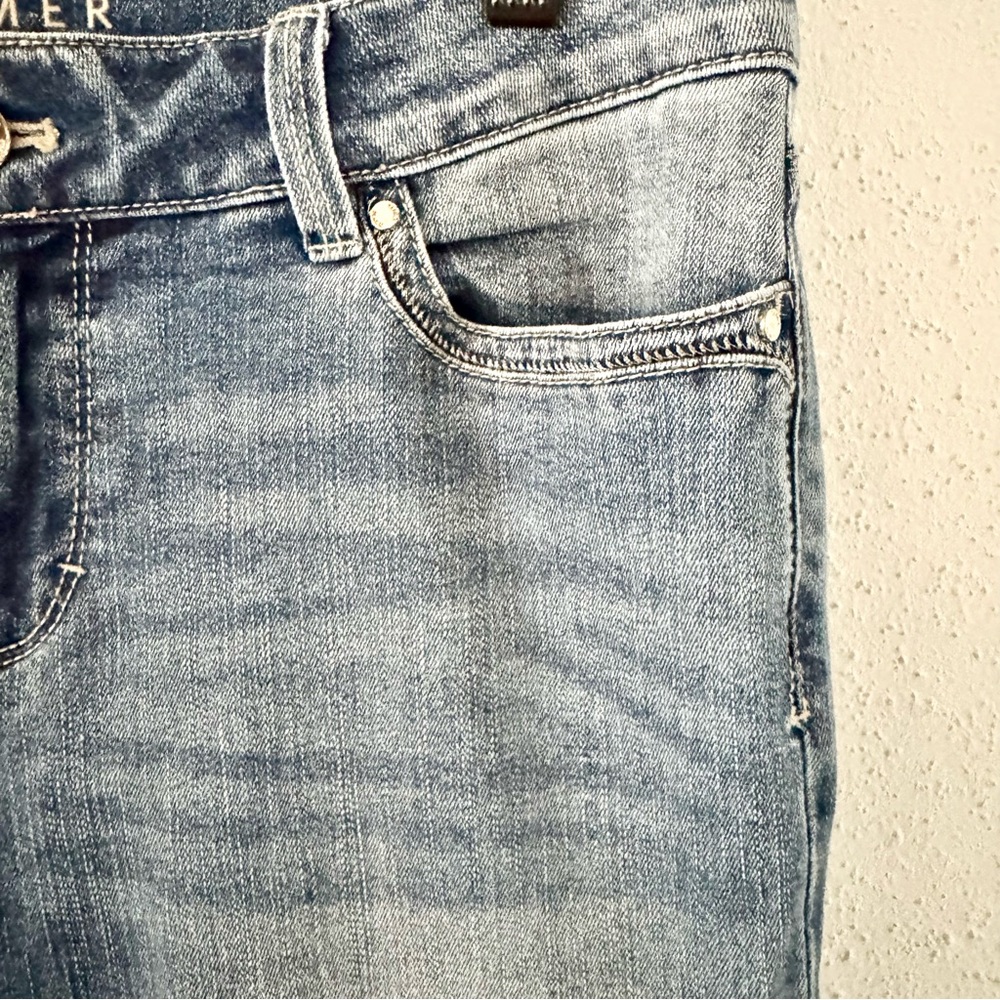WHBM Skimmer Zipper Ankle Denim Medium Wash Skinny Jeans Embroidered Women's 8 P - Picture 3 of 9